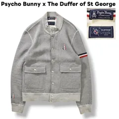 日本製 サイコバニー Psycho Bunny x ザ ダファー オブ セントジョージ The Duffer of St George スタンドカラー スウェット ジャケット トリコロール ロゴ 裏起毛 M グレー メンズのサムネイル