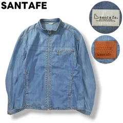 【美品】 日本製 サンタフェ SANTAFE シングル デニム ジャケット ジップアップ ロゴ レザーパッチ Gジャン 50 インディゴ アメリカン カジュアル ストリート メンズのサムネイル