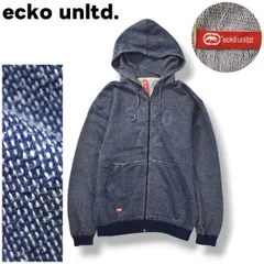 【定番】 エコー アンリミテッド ecko unltd. ジップ パーカー フーディー スウェット トレーナー 裏地 パイル 刺繍 ロゴ L ネイビー オーバーサイズ ストリート カジュアル メンズ