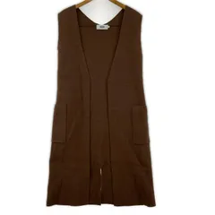 AZUL BY MOUSSY　アズールバイマウジー   ロングニットベスト sizeＦ/ブラウン