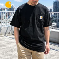Carhartt（カーハート）　Workwear Pocket T-shirt　（K87）　Black　Tシャツ　半袖　ポケット付き　ポケT　定番　無地　ルーズフィット　クラシック　メンズ　レディース　ユニセックス