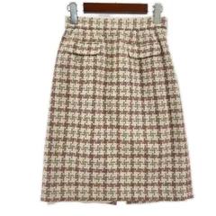 MISCH MASCH ミッシュマッシュ チェック ツイードスカート size38/ホワイト×ピンク系