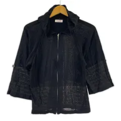 ELLE エル 袖ロールアップ ジップニットパーカー size38/ブラックのサムネイル