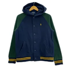 POLO RALPH LAUREN ポロ・ラルフローレン ワンポイントロゴ刺繡 裏起毛 バイカラーパーカー sizeL/G(14-16)/ネイビー×グリーン