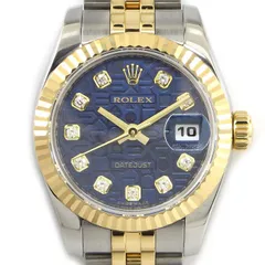 ロレックス Rolex 腕時計 デイトジャスト 179173G ランダムシリアル ルーレット刻印 10ポイント ダイヤインデックス ブルー コンピューター文字盤 彫コン ホリコン デイト K18YG SS 自動巻き 【OH済み】 【中古】のサムネイル