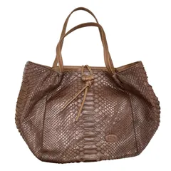 186001 現状品 IBIZA イビサ トートバッグ ブラウン　パイソン柄