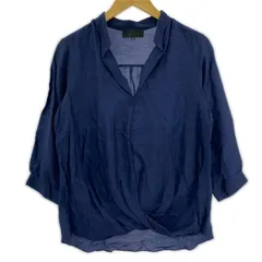 UNTITLED アンタイトル スリットネック プルオーバーブラウス size2/ネイビー