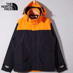 ノースフェイス THE NORTH FACE ナイロンジャケット M  オレンジ ブラック マウンテンパーカー アウトドア ジャケット ロゴ刺繍  ドローコード ストリート レインウェア 古着 G217