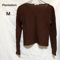 Plantation プランテーション 長袖カットソー M チェック柄 ブラウン系 レディース トップスのサムネイル