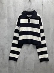 ZARA ザラ ボーダー ポロ ニット セーター sizeM/白ｘ黒 ■◇ レディース