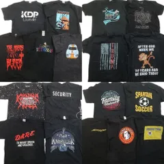 古着卸 まとめ売り 黒ボディ プリント Tシャツ 18枚セット ( メンズ L ) 車モチーフ 英文字プリント ワンポイント 中古 古着 NE4048