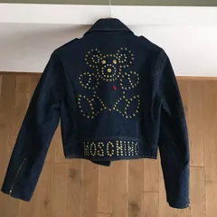 美品 MOSCHINO（モスキーノ）スタッズ　くま　デニム　ライダース　ジャケット　９号のサムネイル