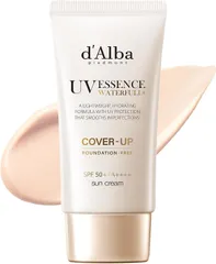 ダルバ(d'Alba) トーンアップ UVエッセンス サンクリーム SPF50+ PA++++ 化粧下地 日焼け止め 美容液 ウォータープルーフ イージーウォッシャブル ファンデフリー 紫外線 敏感肌 乾燥肌 低刺激 顔 全身用 カバーアップ 50ml
