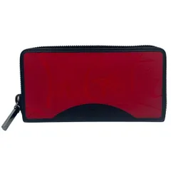 【中古】 Christian Louboutin クリスチャンルブタン 3195051 赤 黒 カーフスキン 長財布 ラウンドファスナー メンズ 25001433 ATのサムネイル