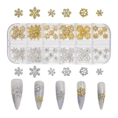 ネイルパーツ 雪の結晶 3Ｄ 立体 合金 クリスマス スノーフレーク ネイルストーン メタルパーツ キラキラ ジュエリーパーツ ネイルアート デコパーツ ハンドメイド 手芸材料 DIY ゴールド シルバー