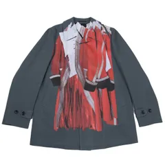 コムデギャルソン オムプリュスCOMME des GARCONS HOMME PLUS 転写プリントショートコート ブルーグレー赤L