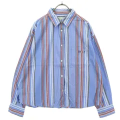 美品 niko and... ニコアンド ストライプ柄 長袖 ブラウス S ブルー コットンシャツ レディース 古着