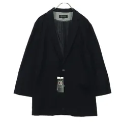 未使用 MICHEL KLEIN HOMME ミッシェルクランオム 薄手 裏地無し 七分袖 テーラードジャケット 48 ブラック メンズ 古着