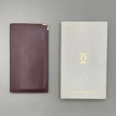 美品　Cartier カルティエ　長財布　お札入れ　マストライン　ロゴ型押し　ゴールド金具　レザー　ボルドー