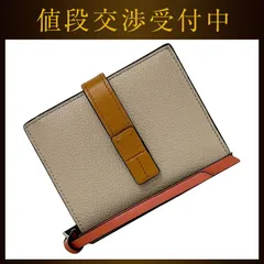ロエベ 二つ折り 財布 コンパクトジップ ウォレット ベージュ アナグラム