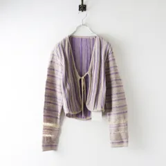 未使用 2025SS マメクロゴウチ Mame Kurogouchi Drop Jacquard Knitted Cardigan ジャガードカーディガン 1｜パープル【2400014642988】のサムネイル