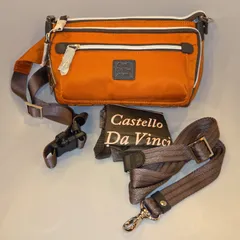未使用 Castello Da Vinci MILANO ボディバッグ／ 斜め掛け ナイロン オレンジ ショルダーストラップ・サブバック付