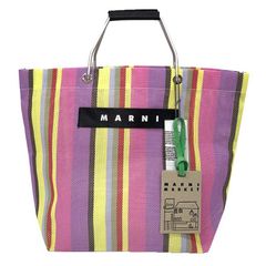 MARNI フラワー カフェ バッグ ストライプ トートバッグ aq12844 
