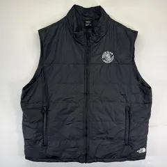 古着 ザ・ノースフェイス THE NORTH FACE ベスト 中綿 アウトドア フルジップ 刺繍企業ロゴ 3XL  ブラック系 メンズ