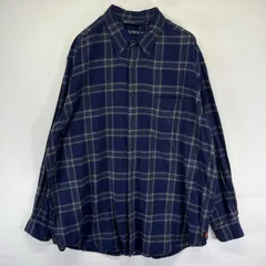 古着 90's/90年代 ノーティカ NAUTICA 長袖シャツ ボタンダウン ワンポイント刺繍ロゴ 大きいサイズ XL  ネイビー系 チェック メンズ
