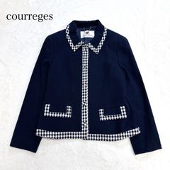 ☆【美品】courregesクレージュ ネイビーピンドット柄レトロジャケット 