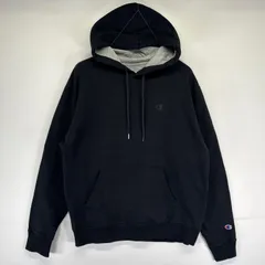 古着 チャンピオン Champion パーカー プルオーバー フーディ スウェット ワンポイント刺繍ロゴ M  ブラック系 メンズ