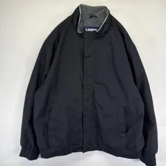 古着 ランズエンド Lands' End ジャケット ブルゾン 中綿 フルジップ 大きいサイズ フリースライナー 2XL  ブラック系 無地 メンズ