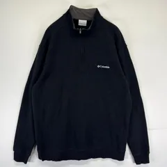 古着 コロンビア Columbia スウェット ハーフジップ プルオーバー トレーナー ワンポイント刺繍ロゴ L  ブラック系 メンズ