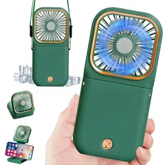 即納：携帯扇風機 ハンディファン 2026 首掛け 手持ち 折り畳み 卓上 4WAY 3000mAh大容量 USB充電 小型 静音 超軽量130g 3段階風量調整 スマホスタンド機能付き マスク蒸れ対策 通勤・通学・キャンプに 日本語取り扱い説明書付き ( 0