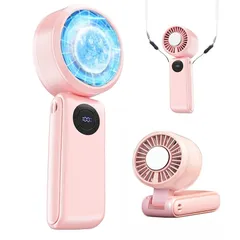 即納：【2025市販最大風量】ハンディファン 冷却プレート 5200mAh 手持ち扇風機 3in1 1-100無段階風量 超高速大風量 瞬時冷感 Type-C 充電式 LEDディスプレイ 携帯扇風機 強力 ペルチェ 冷やす 手持ち 小型 ハンディ扇風機 ス 0