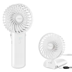 即納：Psecici携帯扇風機 ハンディファン 手持ち扇風機 充電式USB扇風機 小型 静音 4段階風量調節 7枚羽根 手持ち 卓上 首掛け せんぷうき ミニファン 熱中症対策 折り畳み ストラップ付き (ホワイト)