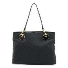 GUCCI グッチ GGキャンバス トートバッグ ショルダーバッグ セミショルダー 肩掛け パテントレザー ブラック 黒 ゴールド金具 120837
