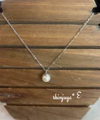 国産あこや真珠♡本物パールネックレス♡アレルギー対応♡本真珠♡アジャスター付♡結婚式♡結納♡誕生日♡一点もの♡E