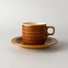 HORNSEA サフラン カップ&ソーサー 英国 ヴィンテージ ホーンジー サフロン Saffron イギリス ビンテージ 食器 花柄 花 ブラウン 93369 ホーンジー HORNSEA サフラン デュオ コーヒーカップ SAFFRON た160