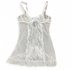 レース シースルー スリップ 白