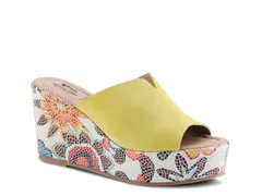 スプリングステップ レディース シューズ サンダル Spring Step Laylani Wedge Sandal Yellow Suede イエロー