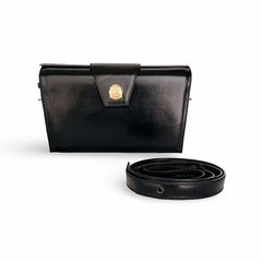 CELINE セリーヌ ゴールドエンブレム レザー 2WAY ショルダーバッグ クラッチバッグ ブラック CELINE セリーヌ ゴールドエンブレム レザー 2WAY ショルダーバッグ