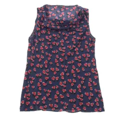 GUCCI グッチ 343085 シルク ハート ノースリーブ カットソー トップス ネイビー系 マルチカラー系 36【中古】のサムネイル