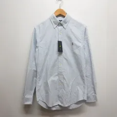 ラルフローレン RALPH LAUREN ストライプ柄 長袖 オックスフォード シャツ ボタンダウン S 白×ブルー ポニー刺繍 タグ付き 正規品