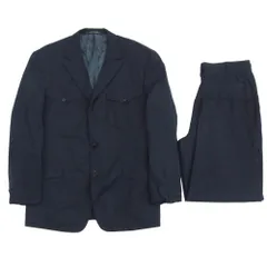Gianni Versace ジャンニ・ヴェルサーチ 25BAVC セットアップ 3Bボタン シングル テーラードジャケット 3タック スラックスパンツ ダークネイビー系【中古】のサムネイル