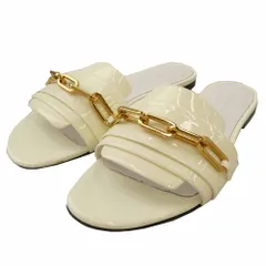 BURBERRY バーバリー チェーン パテントレザー ミュール サンダル オフホワイト系 36【中古】のサムネイル
