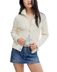 フリーピープル レディース アウター カーディガン Free People WTF Cable Collar Cardigan Ivory アイボリーのサムネイル