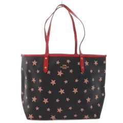 コーチ COACH トートバッグ 手提げ 肩掛け PVC レザー ロゴ 星 総柄 黒
