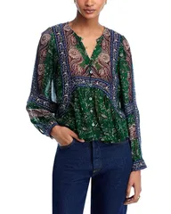 シー レディース トップス シャツ プリント Sea Melba Printed Long Sleeve Top Green グリーンのサムネイル
