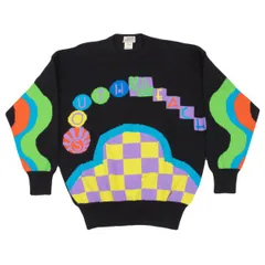 ジャンニヴェルサーチGIANNI VERSACE サウスビーチジャガードウールニットセーター 黒マルチ2のサムネイル